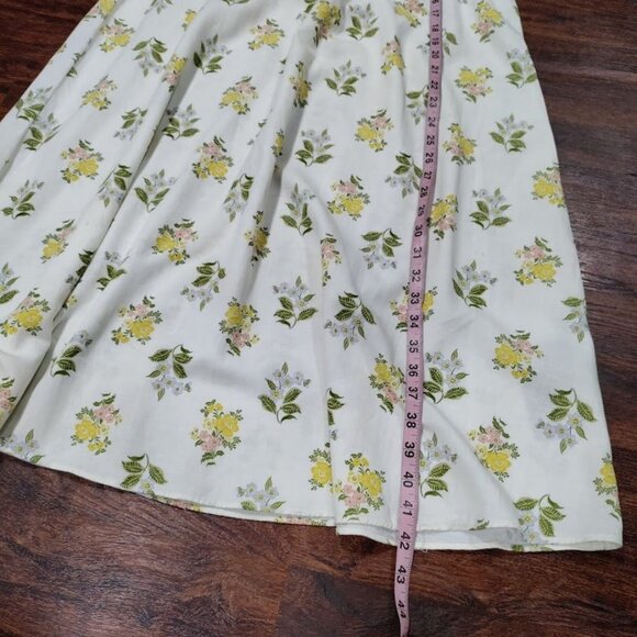Zara Whimsy Boho Casual Festival Twee Y2K Floral Print Midi Dress Ivory Size L - Picture 8 of 10
